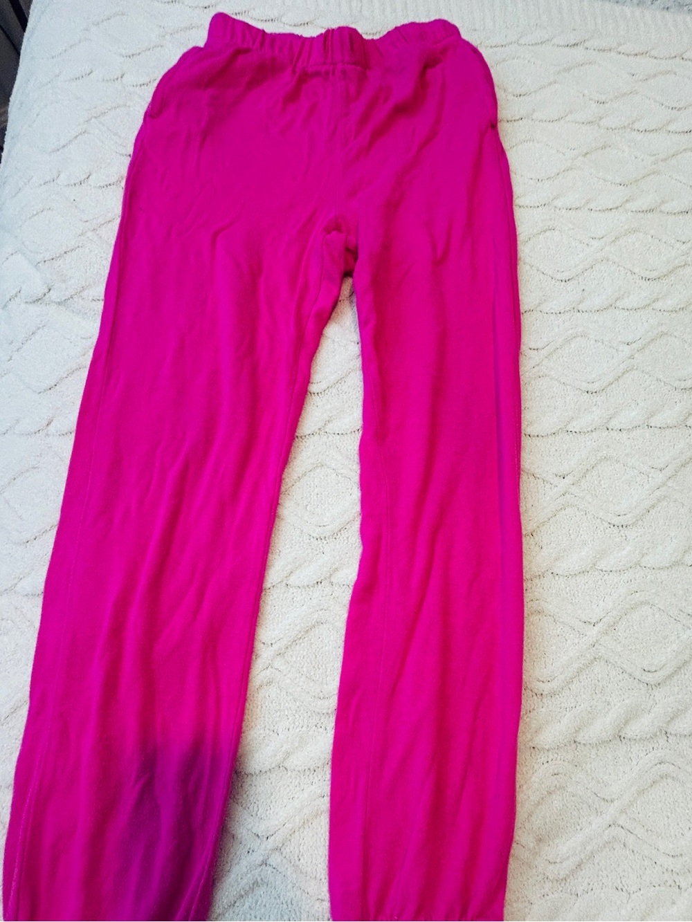 Girls Bright Pink Stretch Knit Leggings with Elastic Waist